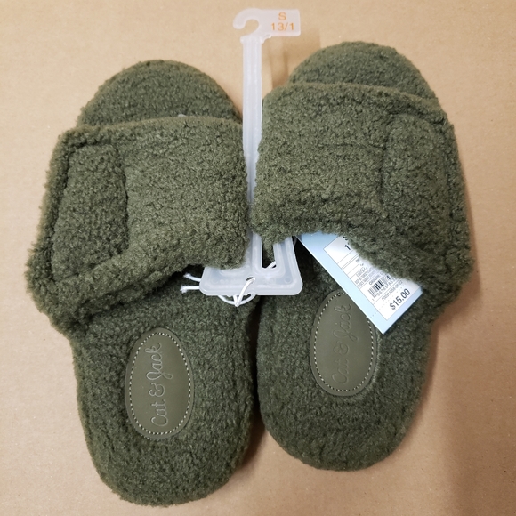 Cat & Jack Boys Ace Adjustable Slide Slippers Green - Picture 3 of 4